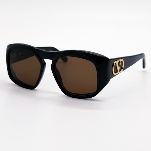 NEW VALENTINO SUNGLASSES VLS-179A BLACK/BROWN GEOMETRIC WOMEN EYEWEAR main image 5